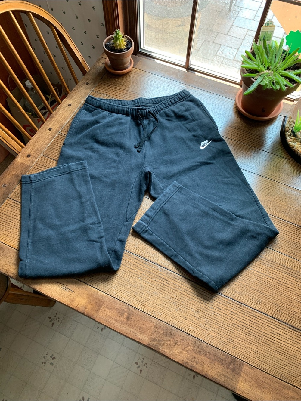 Nike Men's Black Cotton Blend sweatpants with White Swoosh
